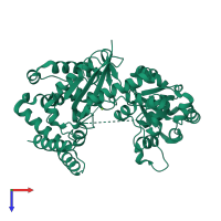 PDB entry 4rg8 coloured by chain, top view.