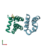 PDB entry 4rgd coloured by chain, front view.