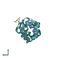 PDB entry 4rgd coloured by chain, side view.