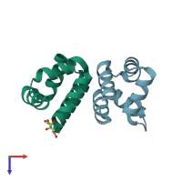 PDB entry 4rgd coloured by chain, top view.