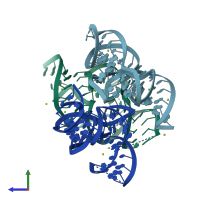 PDB entry 4rge coloured by chain, side view.