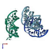 PDB entry 4rge coloured by chain, top view.