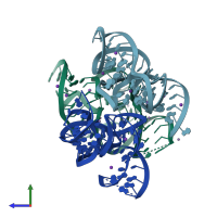 PDB entry 4rgf coloured by chain, side view.