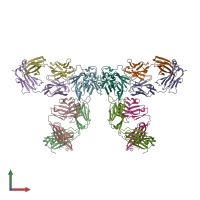 PDB entry 4rgn coloured by chain, front view.