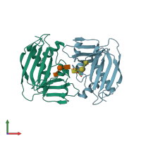 PDB entry 4rgt coloured by chain, front view.