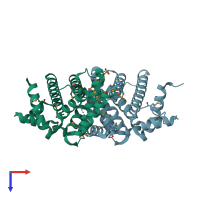 PDB entry 4rhp coloured by chain, top view.