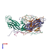 PDB entry 4rhv coloured by chain, top view.
