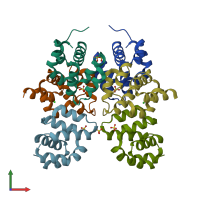 PDB entry 4rhw coloured by chain, front view.