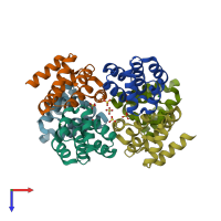 PDB entry 4rhw coloured by chain, top view.