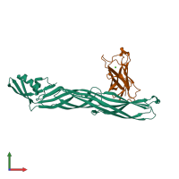 PDB entry 4rhz coloured by chain, front view.