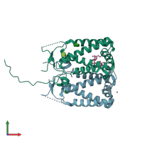 PDB entry 4ri2 coloured by chain, front view.