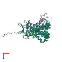 PDB entry 4ri2 coloured by chain, top view.