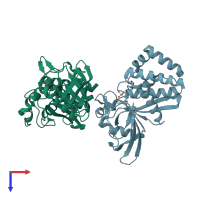 PDB entry 4ri4 coloured by chain, top view.