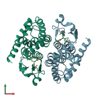 PDB entry 4ri7 coloured by chain, front view.