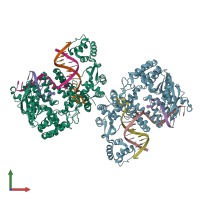 PDB entry 4ri8 coloured by chain, front view.