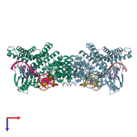 PDB entry 4ri8 coloured by chain, top view.