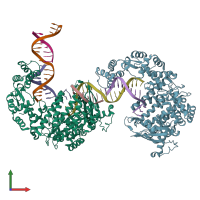 PDB entry 4rib coloured by chain, front view.