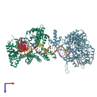 PDB entry 4ric coloured by chain, top view.