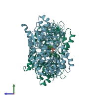 PDB entry 4rif coloured by chain, side view.