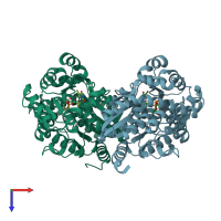 PDB entry 4rif coloured by chain, top view.