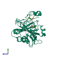 PDB entry 4riv coloured by chain, side view.