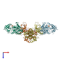 PDB entry 4rix coloured by chain, top view.