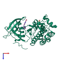 PDB entry 4rj6 coloured by chain, top view.