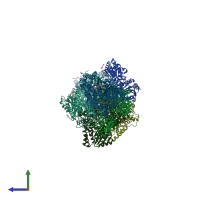 PDB entry 4rjk coloured by chain, side view.