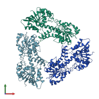 PDB entry 4rjt coloured by chain, front view.
