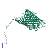 PDB entry 4rjw coloured by chain, top view.