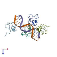PDB entry 4rkh coloured by chain, top view.