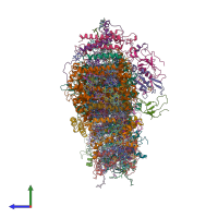 PDB entry 4rku coloured by chain, side view.