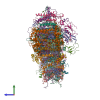 PDB entry 4rku coloured by chain, side view.