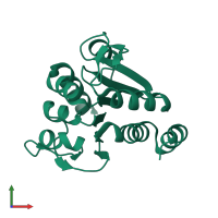 PDB entry 4rkw coloured by chain, front view.