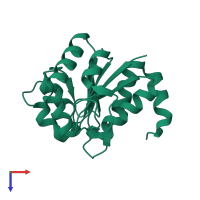 PDB entry 4rkw coloured by chain, top view.