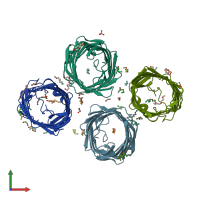 PDB entry 4rl8 coloured by chain, front view.
