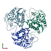 PDB entry 4rla coloured by chain, front view.