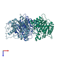 PDB entry 4rla coloured by chain, top view.