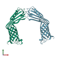 PDB entry 4rlb coloured by chain, front view.