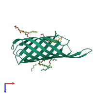 PDB entry 4rlc coloured by chain, top view.