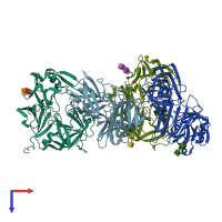 PDB entry 4rld coloured by chain, top view.