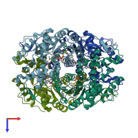 PDB entry 4rls coloured by chain, top view.