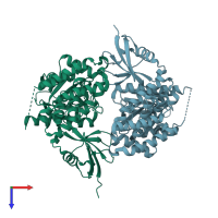 PDB entry 4rm8 coloured by chain, top view.