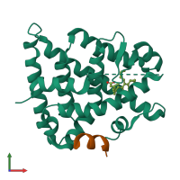 PDB entry 4rmd coloured by chain, front view.