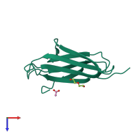 PDB entry 4rms coloured by chain, top view.