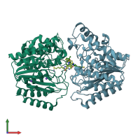 PDB entry 4rn2 coloured by chain, front view.