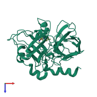 Monomeric assembly 1 of PDB entry 4rn6 coloured by chemically distinct molecules, top view.