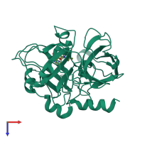 Monomeric assembly 2 of PDB entry 4rn6 coloured by chemically distinct molecules, top view.