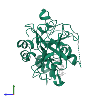 Thrombin heavy chain in PDB entry 4rn6, assembly 1, side view.