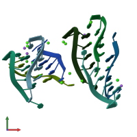 PDB entry 4rne coloured by chain, front view.
